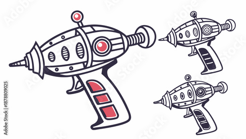 Retro Sci Fi Ray Gun Illustrations for Gaming App Icons Web Design Fun Vintage Technology Backgrounds