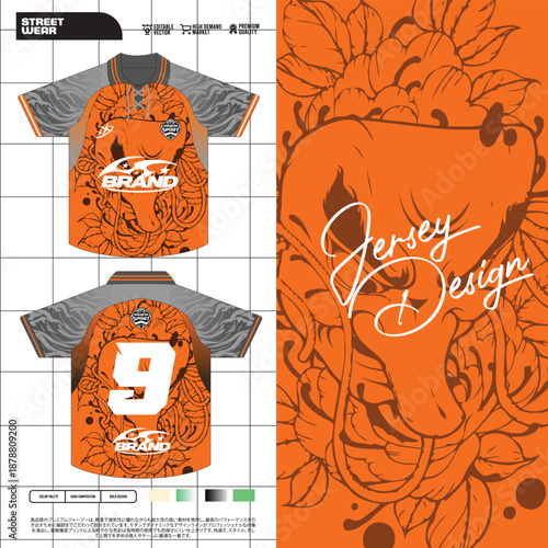 bstract Sports Jersey Vector Template with Modern Geometric Pattern