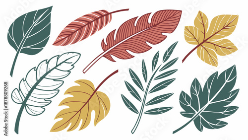 Tropical Autumn Leaf Set Botanical Elements for Seasonal Design Web Graphics Nature Decor Projects
