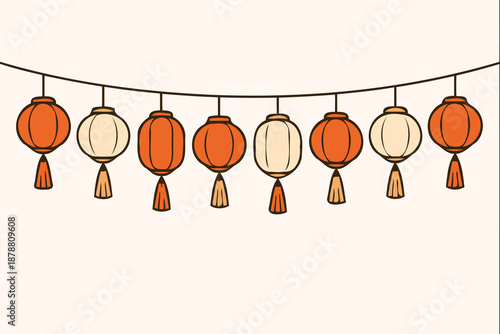 hanging decorative lanterns string illustration