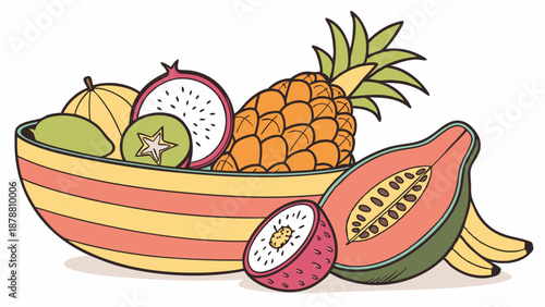 Vibrant Tropical Fruit Bowl for Healthy Eating Recipes Summer Menus Food Blog Web Design Backgrounds