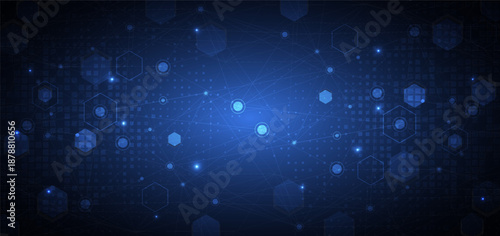 Abstract blue hexagon pattern background. Medical and science, technology connection concept.