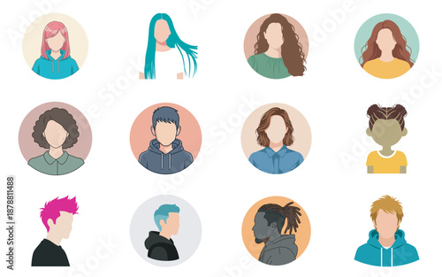 Diverse avatar faces collection with various ethnicities and hairstyles