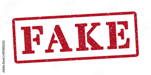 Red fake ink stamp with grunge texture vector stock illustration