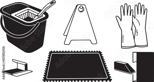 Cleaning supplies and tools for home maintenance and organization