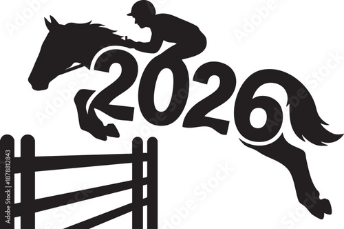 2026 Horse Racing Silhouette – Dynamic Side View New Year Concept