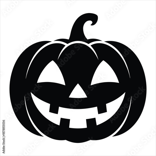 Black jack-o-lantern on white background for Halloween