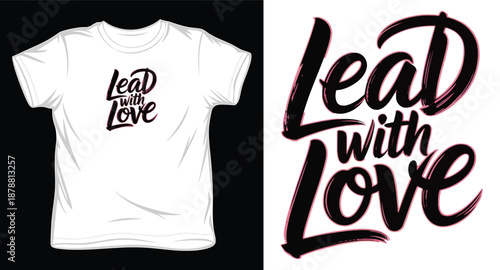 Brush stroke typography lead with love slogan with pink accent on white background