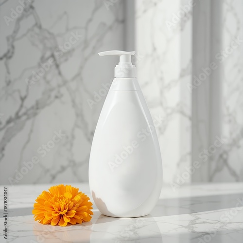 a  hand wash bottle with an elegant teardrop shape and pump dispenser
