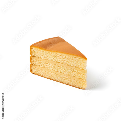 Single Slice of Cake Centered on White Background – Flat Lighting, No Decoration, No Texture Emphasis, Catalog Style Stock Photo
