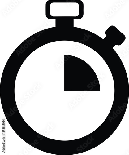 stopwatch icon black silhouette isolated on white background flat design minimal style concept for time measurement activity sport or deadline work illustration