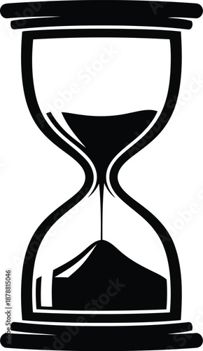 Classic hourglass with sand partially flowed through, indicating ongoing passage of time, elegant design
