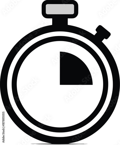 stopwatch icon black silhouette isolated on white background flat design minimal style concept for time measurement activity sport or deadline work illustration