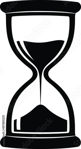 Hourglass icon vector black silhouette sandglass isolated on transparent background measuring device for time and deadline concept