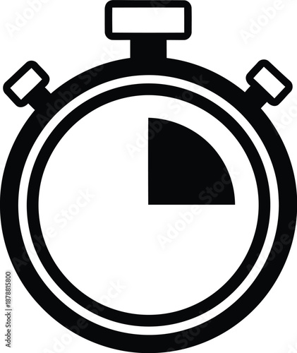 Stopwatch icon showing fifteen minute interval for sports competition tracking and fitness training management performance