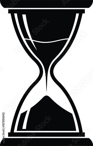 Black silhouette of hourglass with sand trickling down representing passage of time duration and measurement
