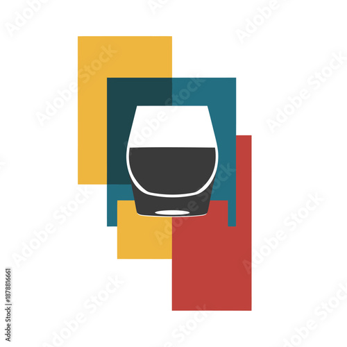 World Whisky Day geometric retro art glass illustration