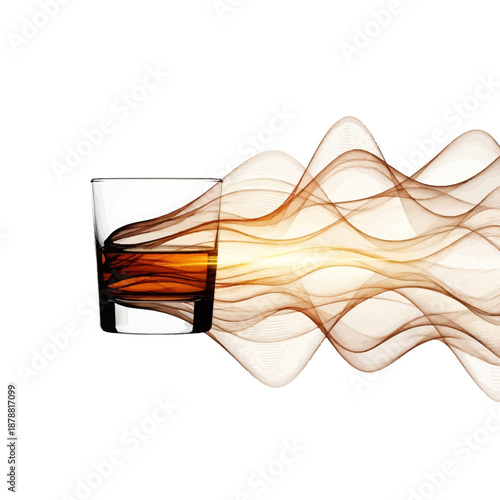 World Whisky Day glass with flowing abstract aroma waves