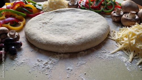 DIY Pizza Making Scene Overhead Shot