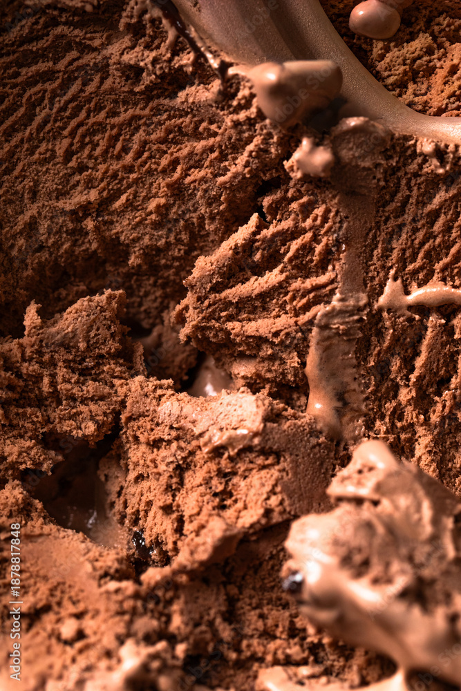 Fototapeta premium Scooped chocolate ice cream or chocolate ice cream background