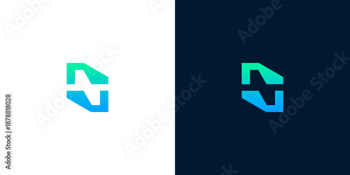 Modern abstract geometric logo design with gradient colors, representing innovation and technology