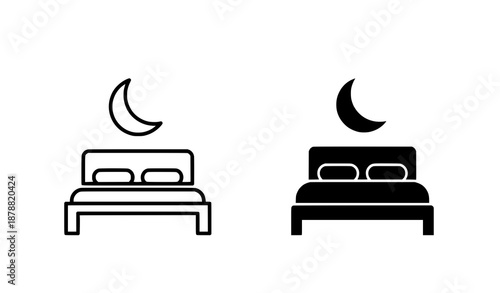 Overnight Stay Hospitality Quarters Icon Line and Solid Flat Vector Illustration
