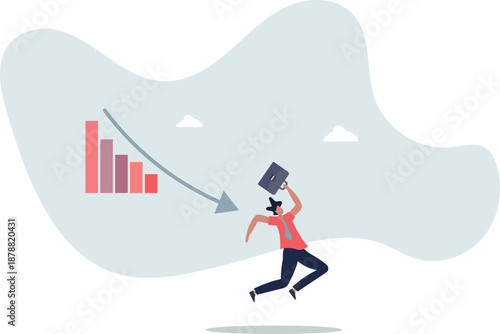 The businessman is running away from the crisis and financial losses.