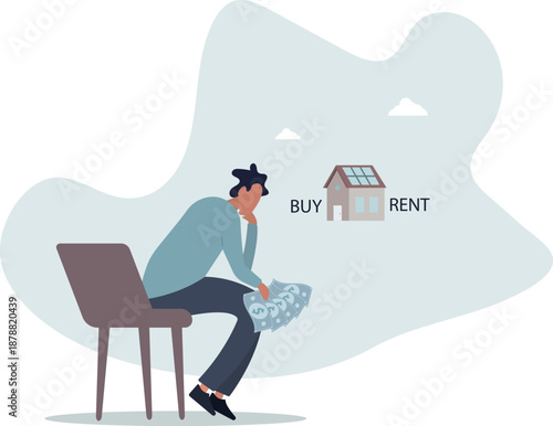 A man is thinking about buying or renting real estate.life and employment of people.