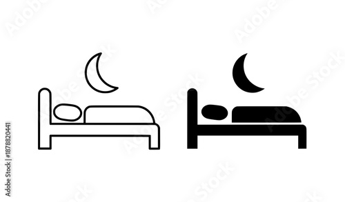 Hospitality Quarters Profile Icon Overnight Stay Line and Solid Vector Design