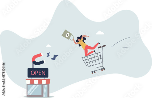 Opening a store and attracting new customers with a magnet.