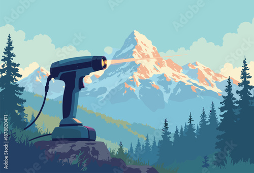 barcode scanner scanning mountain range Data Analysis Nature Abstract business