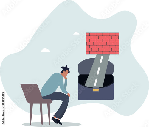 A brick wall is a symbol of an obstacle in the path of a business person.
