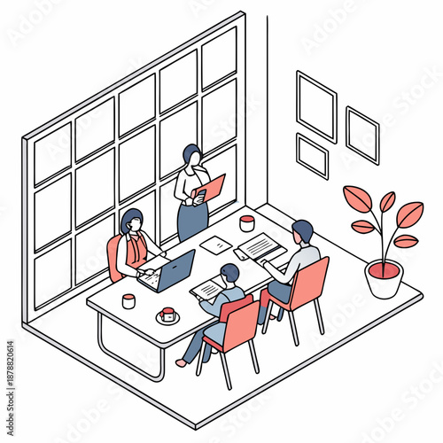 Team collaboration in a modern office