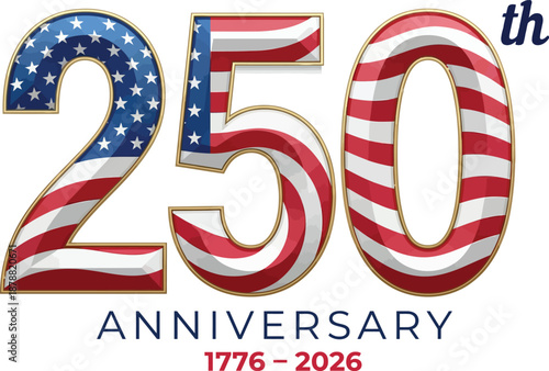 250th Anniversary USA Flag Number Design 1776–2026