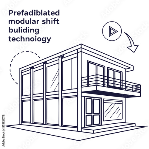 Innovative Prefabricated Modular Shift Building Technology Concept, Vector Illustration of Advanced Construction Systems