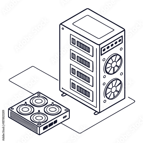 Server rack with hard drives