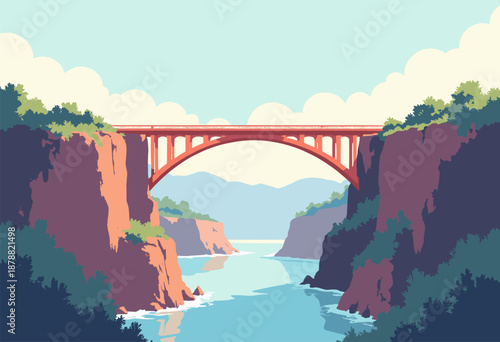 giant pencil acting as bridge between two cliffs Creative Solutions Flat landscape