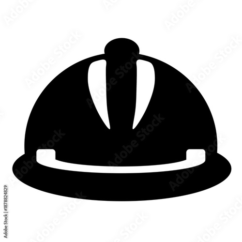 安全ヘルメットのモノクロピクトグラムアイコン
Safety Helmet Monochrome Pictogram Icon