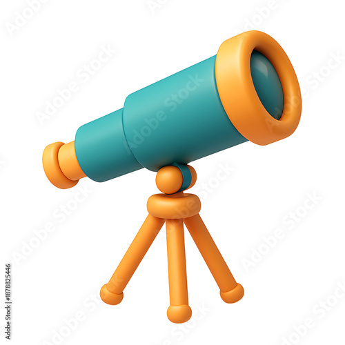 3D telescope vision and future planning concept isolated on transparent background