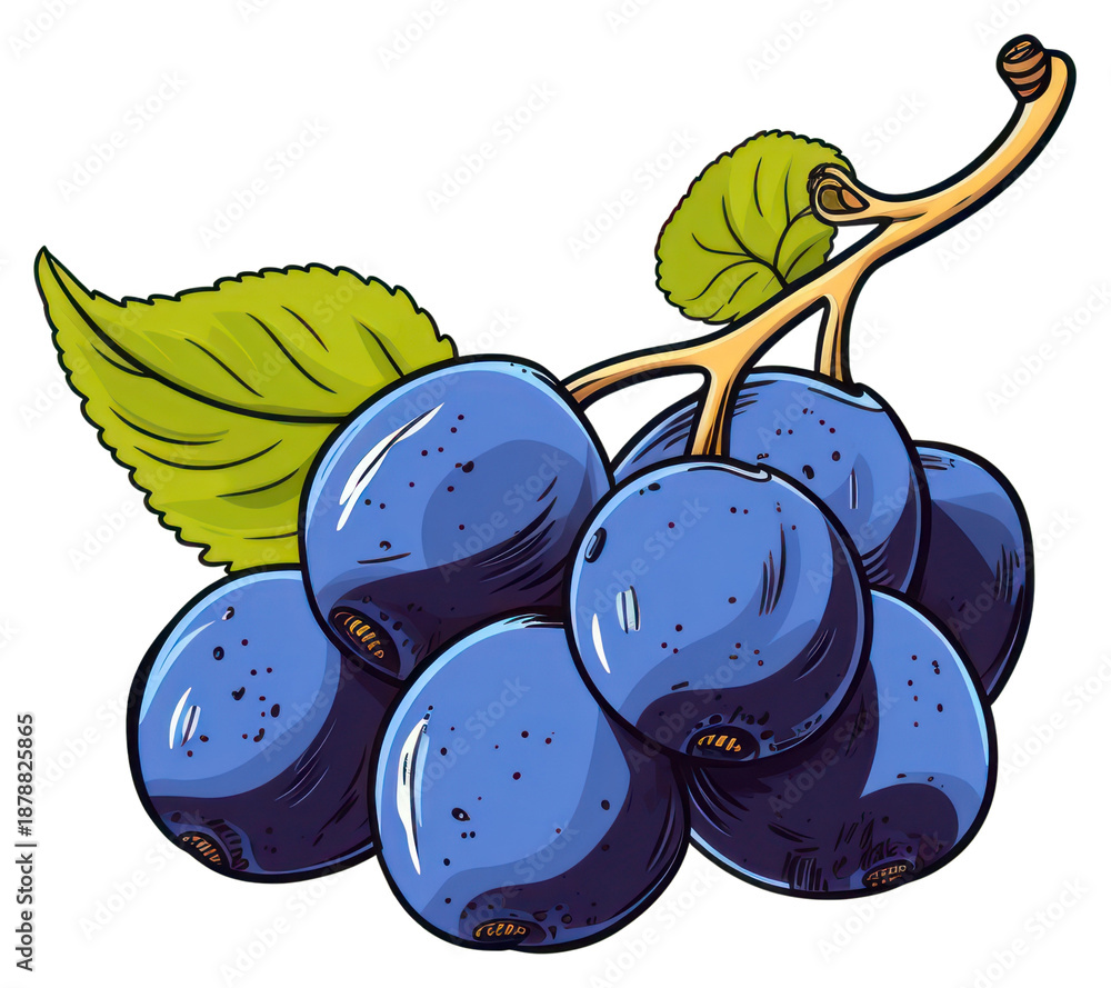 Naklejka premium PNG Blueberry grapes fruit plant.