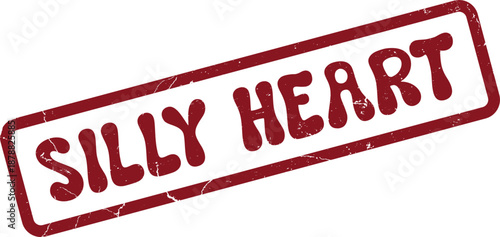 Silly Heart distressed red rubber stamp impression perfect for whimsical romantic themes and humorous affection promotions