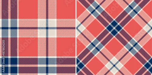 Trendy seamless check plaid design for fabrics, textile, print, wallpaper, wrapping paper and back ground. Orange color Scottish tartan texture.