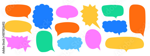 Set of colorful doodle speech bubbles icons vector illustration