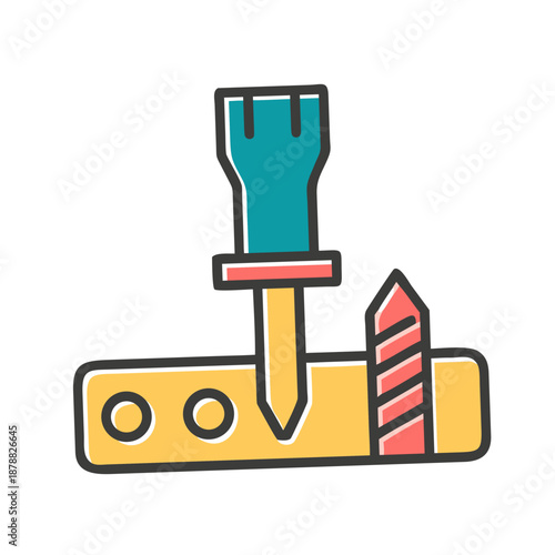 Illustration of a screwdriver and pencil sharpener
