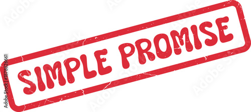 Simple Promise Red Distressed Rubber Stamp Mark for Trustworthy Communication
