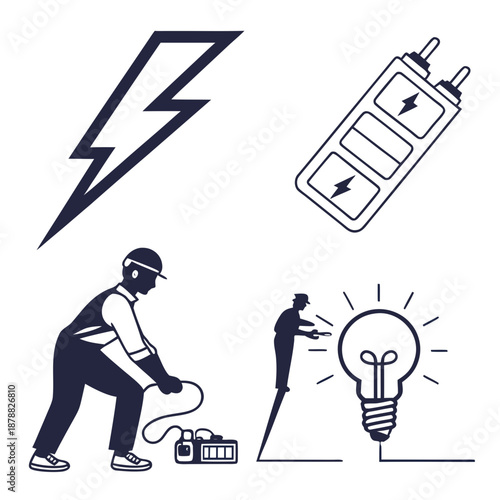 Electricity and innovation icons