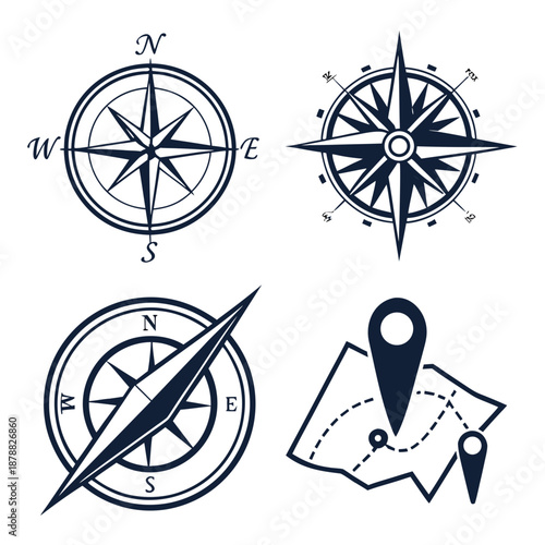 Compass and map icons