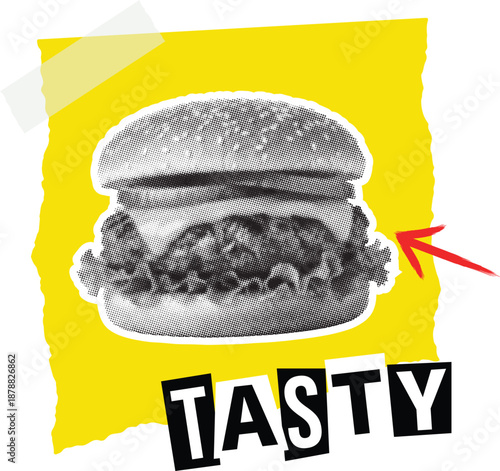 Tasty Burger T-Shirt Design Vector Streetwear Grunge Style