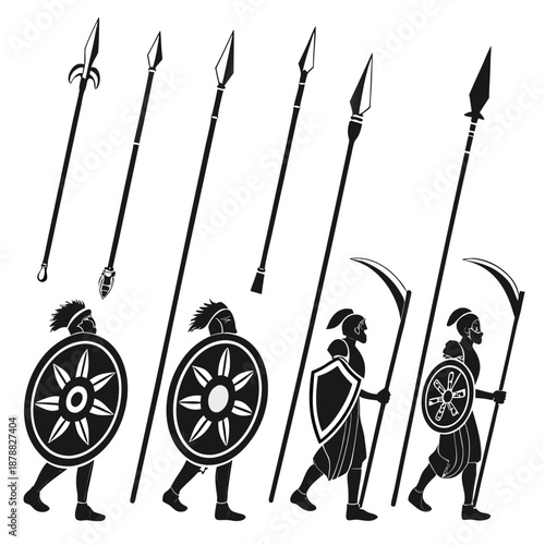 Ancient warriors with weapons