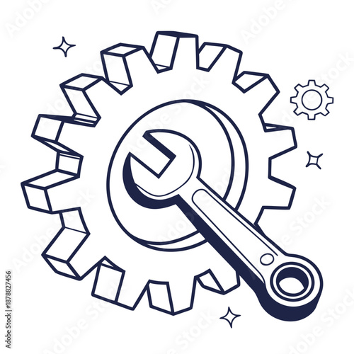 Gear and wrench illustration